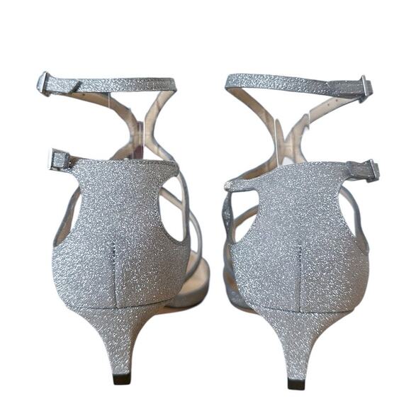 Jimmy Choo Lancer 35 Silver Glitter Pointed Toe Kitten Heel 39 - Picture 3 of 10